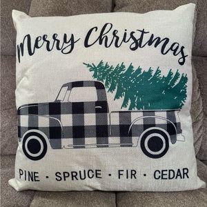 Decorative Black Buffalo Plaid Truck Christmas Throw Pillow